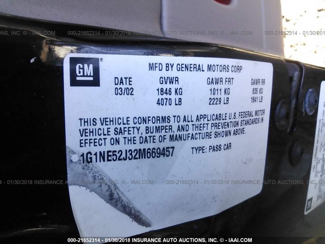 1G1NE52J32M669457 - 2002 CHEVROLET MALIBU LS 黑色 照片 9