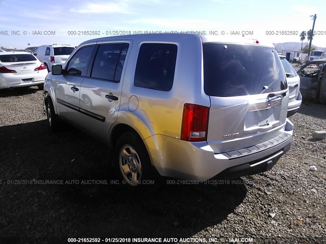 5FNYF3H26DB014503 - 2013 HONDA PILOT LX SILVER photo 3