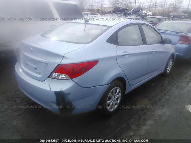 KMHCT4AE1EU744966 - 2014 HYUNDAI ACCENT GLS/GS Light Blue photo 4