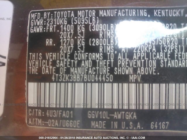 4T3ZK3BB7BU044450 - 2011 TOYOTA VENZA BROWN photo 9