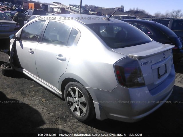 3N1AB6AP0CL631421 - 2012 NISSAN SENTRA 2.0/2.0S/SR/2.0SL SILVER photo 3