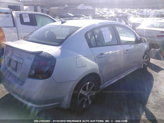 3N1AB6AP0CL631421 - 2012 NISSAN SENTRA 2.0/2.0S/SR/2.0SL SILVER photo 4