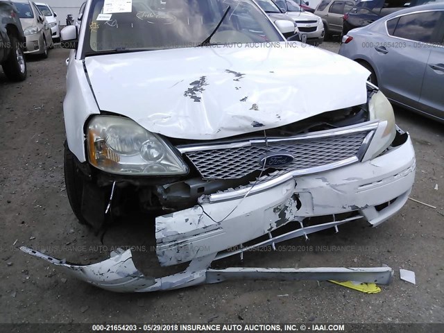 1FAFP24185G160619 - 2005 FORD FIVE HUNDRED SEL WHITE photo 6