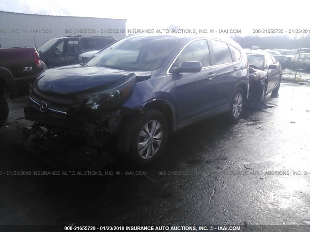 5J6RM4H76CL082334 - 2012 HONDA CR-V EXL BLUE photo 2