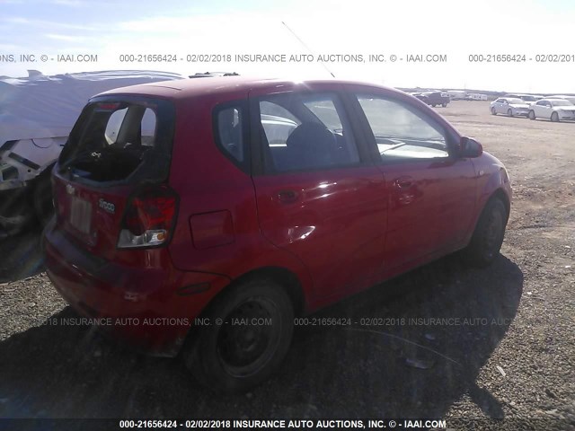 KL1TD66606B669521 - 2006 CHEVROLET AVEO LS RED photo 4