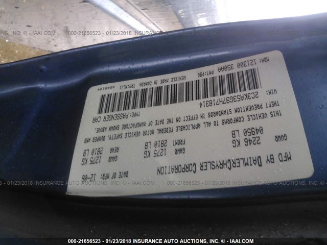 2C3KA53G97H718314 - 2007 CHRYSLER 300 TOURING BLUE photo 9