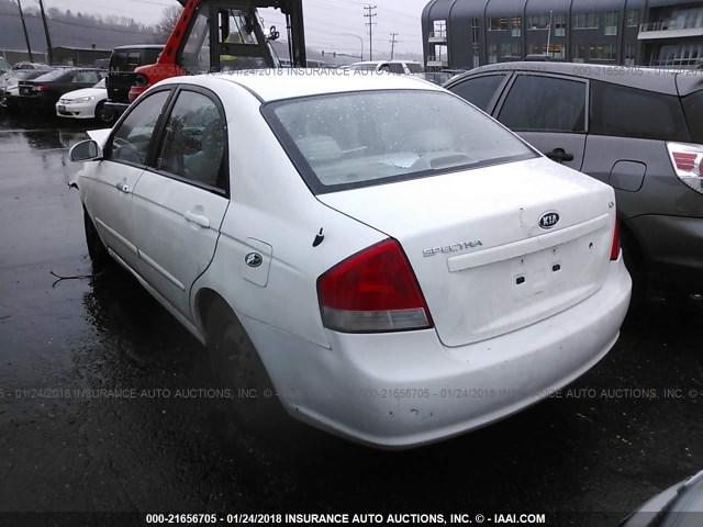 KNAFE221995609629 - 2009 KIA SPECTRA EX/LX/SX WHITE photo 3