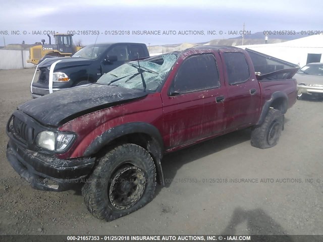 5TEHN72N64Z464437 - 2004 TOYOTA TACOMA DOUBLE CAB RED photo 2
