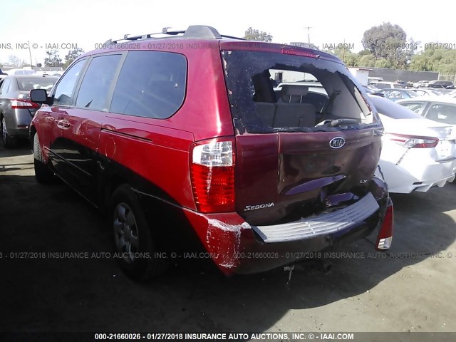 KNDMB233276111492 - 2007 KIA SEDONA EX/LX RED photo 3