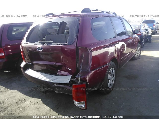 KNDMB233276111492 - 2007 KIA SEDONA EX/LX RED photo 4