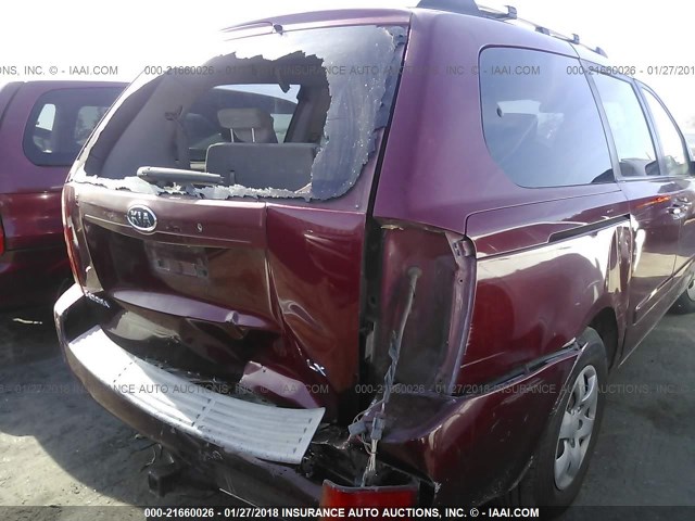 KNDMB233276111492 - 2007 KIA SEDONA EX/LX RED photo 6