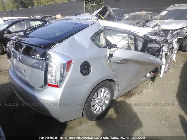 JTDKN3DPXE3052275 - 2014 TOYOTA PRIUS PLUG-IN  GRAY photo 4