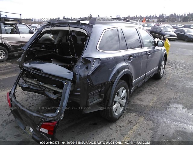 4S4BRBKC5A3367036 - 2010 SUBARU OUTBACK 2.5I LIMITED GRAY photo 4