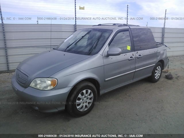 KNDUP131746593253 - 2004 KIA SEDONA EX/LX GRAY photo 2