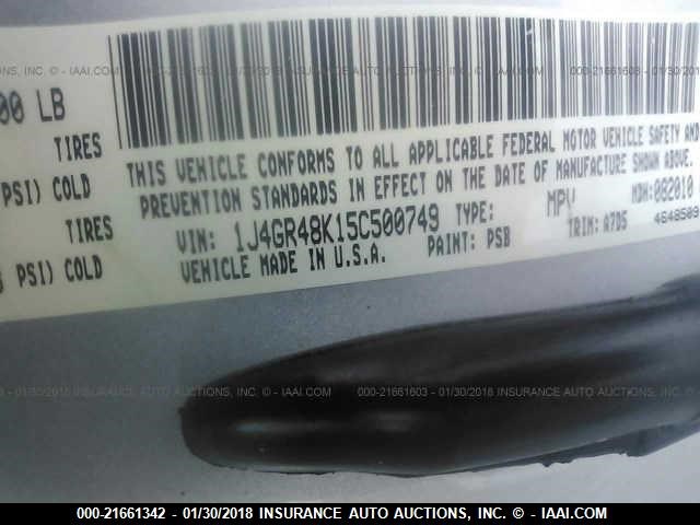 1J4GR48K15C500749 - 2005 JEEP GRAND CHEROKEE LAREDO/COLUMBIA/FREEDOM 灰色 照片 9