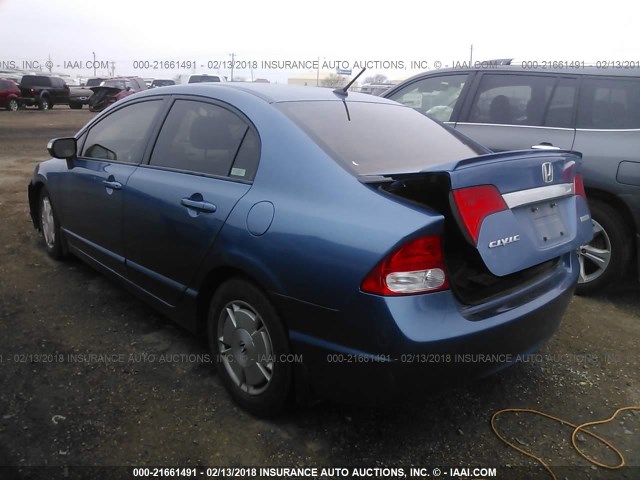 JHMFA3F27AS003337 - 2010 HONDA CIVIC HYBRID BLUE photo 3