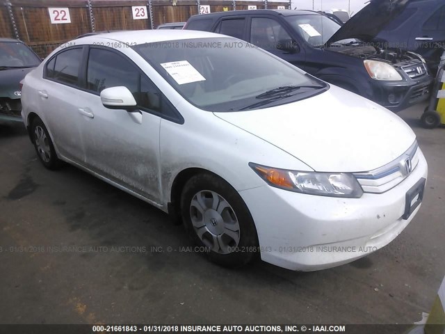 JHMFB4F39CS003886 - 2012 HONDA CIVIC HYBRID L WHITE photo 1