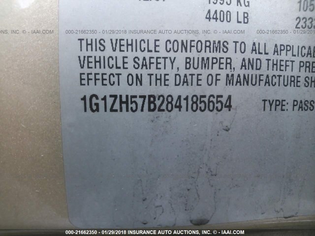 1G1ZH57B284185654 - 2008 CHEVROLET MALIBU 1LT GOLD photo 9