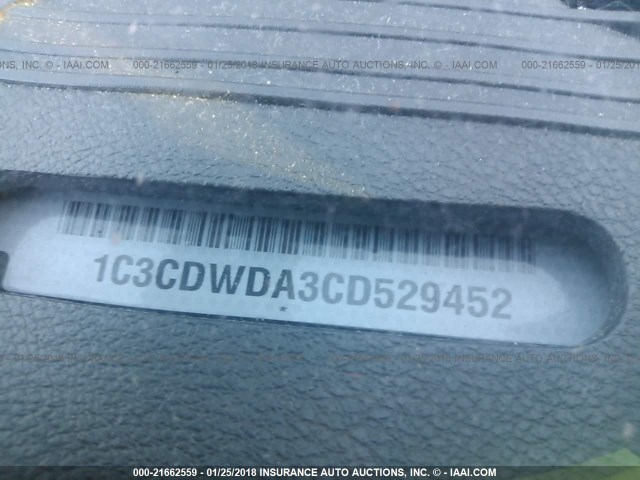 1C3CDWDA3CD529452 - 2012 DODGE CALIBER SXT BLACK photo 9