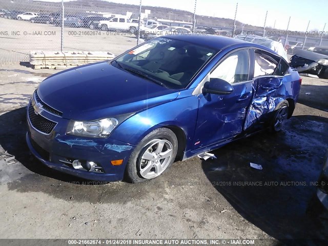 1G1PD5SB3D7240003 - 2013 CHEVROLET CRUZE LT BLUE photo 2