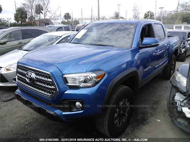 5TFCZ5AN3HX106049 - 2017 TOYOTA TACOMA DBL CAB/SR/TRDSPT/OR/PRO BLUE photo 2