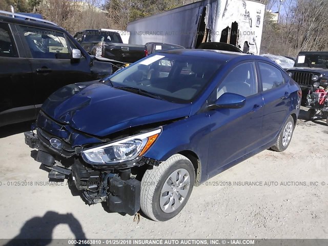 KMHCT4AE0GU963968 - 2016 HYUNDAI ACCENT BLUE photo 2