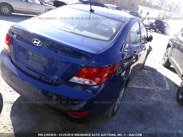 KMHCT4AE0GU963968 - 2016 HYUNDAI ACCENT BLUE photo 4