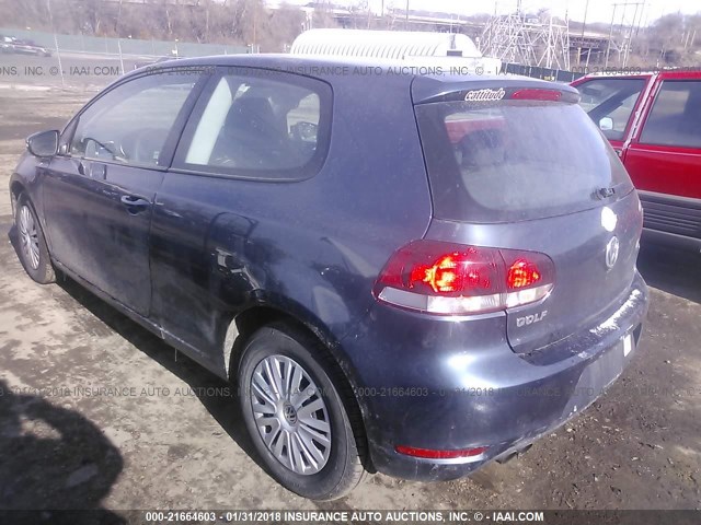 WVWAB7AJ9CW119780 - 2012 VOLKSWAGEN GOLF BLUE photo 3
