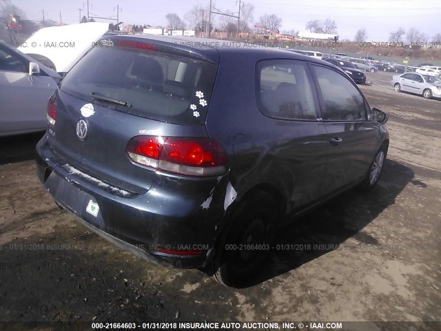 WVWAB7AJ9CW119780 - 2012 VOLKSWAGEN GOLF BLUE photo 4
