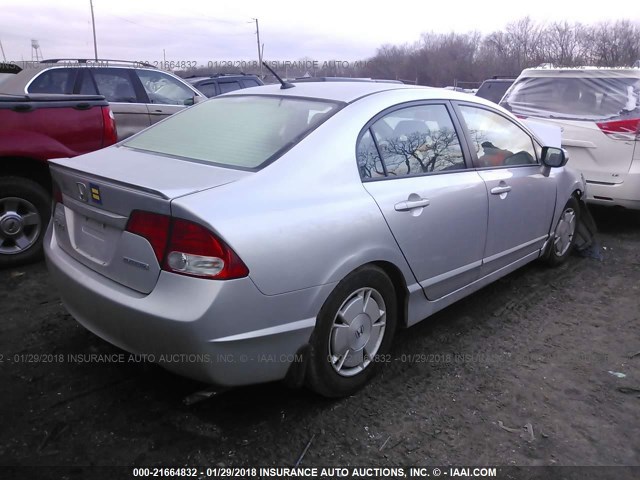 JHMFA36249S007714 - 2009 HONDA CIVIC HYBRID SILVER photo 4