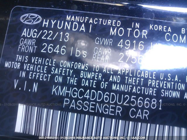 KMHGC4DD6DU256681 - 2013 HYUNDAI GENESIS 3.8L BLACK photo 9