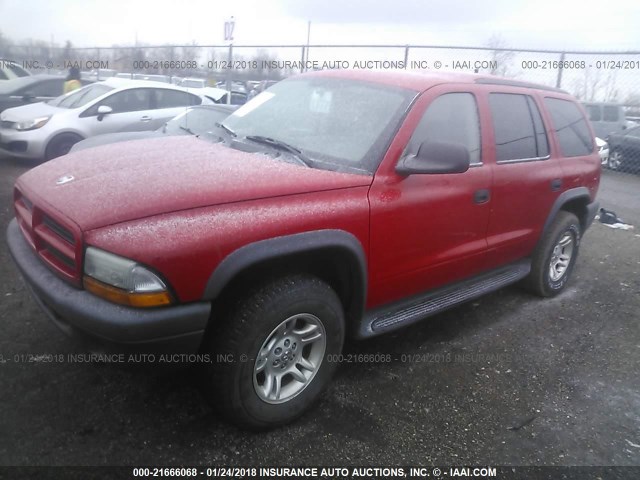 1D8HS38N93F557183 - 2003 DODGE DURANGO SPORT RED photo 2