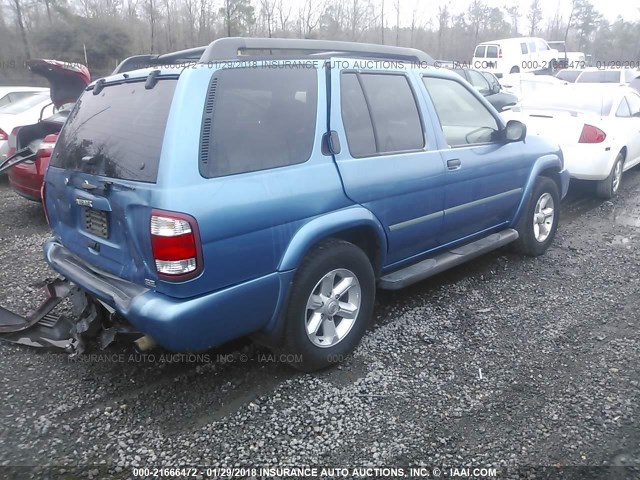 JN8DR09X13W704253 - 2003 NISSAN PATHFINDER LE/SE BLUE photo 4