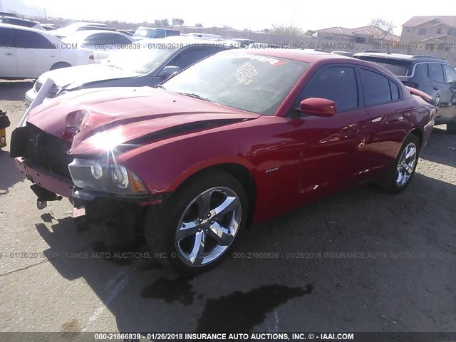 2B3CL5CT7BH527766 - 2011 DODGE CHARGER R/T RED photo 2