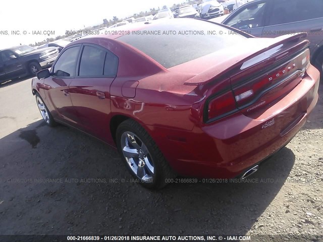 2B3CL5CT7BH527766 - 2011 DODGE CHARGER R/T RED photo 3