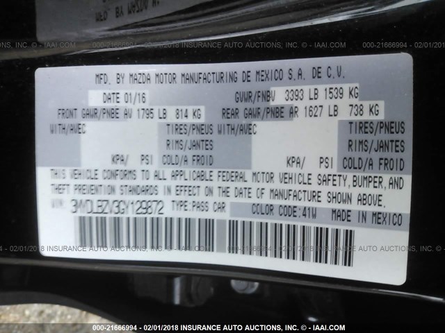 3MYDLBZV3GY129872 - 2016 TOYOTA SCION IA BLACK photo 9