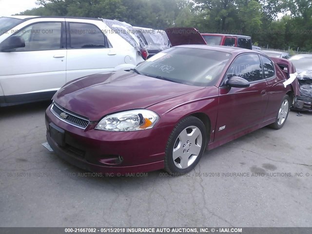 2G1WL15C879380837 - 2007 CHEVROLET MONTE CARLO SS მუქწითელი ფოტო 2