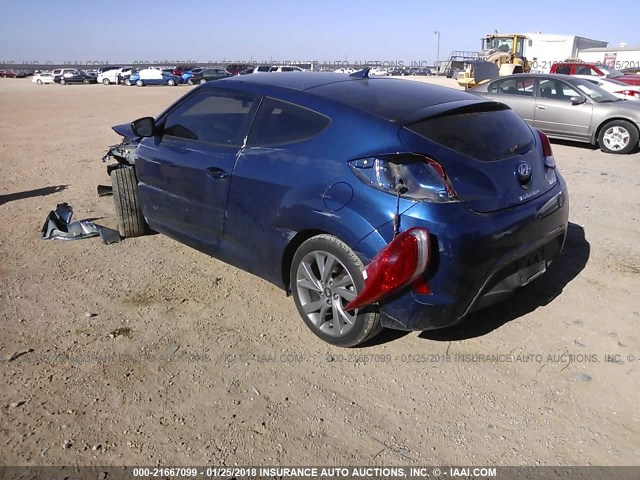 KMHTC6AD7GU284766 - 2016 HYUNDAI VELOSTER BLUE photo 3