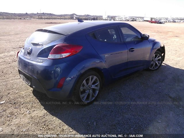 KMHTC6AD7GU284766 - 2016 HYUNDAI VELOSTER BLUE photo 4