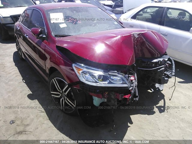 1HGCR2F64GA069029 - 2016 HONDA ACCORD SPORT RED photo 1