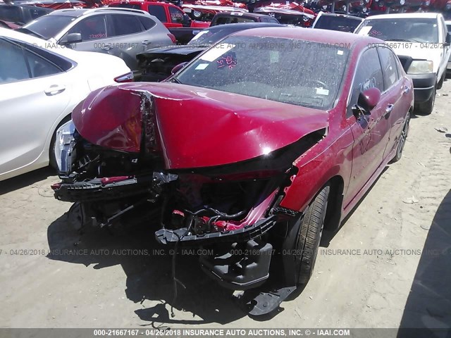 1HGCR2F64GA069029 - 2016 HONDA ACCORD SPORT RED photo 2