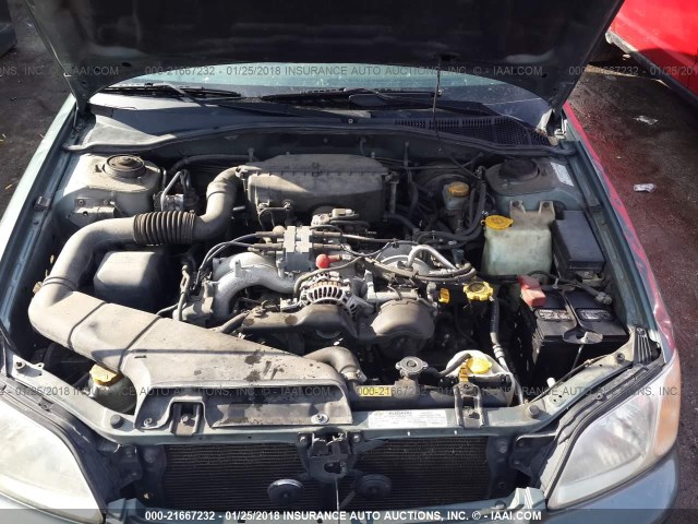 4S3BE635716202613 - 2001 SUBARU LEGACY L GREEN photo 10