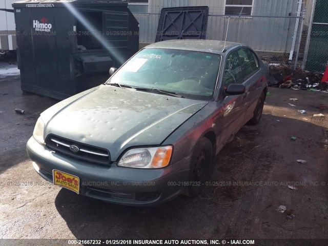 4S3BE635716202613 - 2001 SUBARU LEGACY L GREEN photo 2