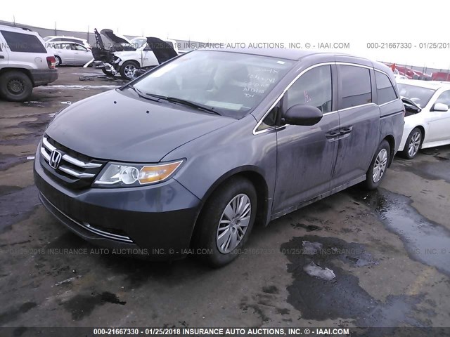 5FNRL5H24FB044725 - 2015 HONDA ODYSSEY LX GRAY photo 2