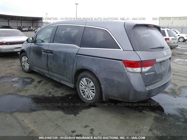 5FNRL5H24FB044725 - 2015 HONDA ODYSSEY LX GRAY photo 3