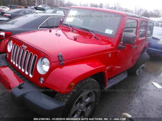 1C4BJWEGXGL279433 - 2016 JEEP WRANGLER UNLIMITE SAHARA RED photo 2