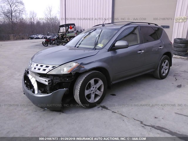 JN8AZ08W05W418862 - 2005 NISSAN MURANO SL/SE/S GRAY photo 2