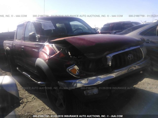 5TEGM92N21Z865053 - 2001 TOYOTA TACOMA DOUBLE CAB PRERUNNER MAROON photo 1