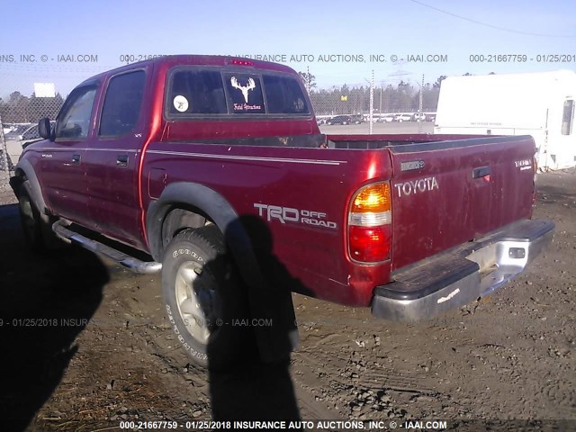 5TEGM92N21Z865053 - 2001 TOYOTA TACOMA DOUBLE CAB PRERUNNER MAROON photo 3