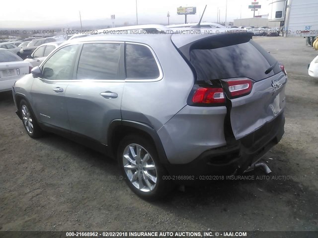 1C4PJLDS3FW530655 - 2015 JEEP CHEROKEE LIMITED GRAY photo 3